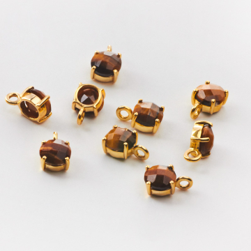 Srebrna zawieszka tygrysie oko w kasetce AG925 pozłacany 6mm