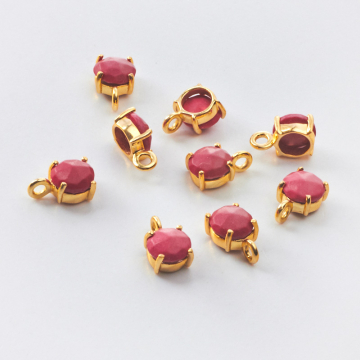 Srebrna zawieszka rodonit w kasetce AG925 pozłacany 6mm