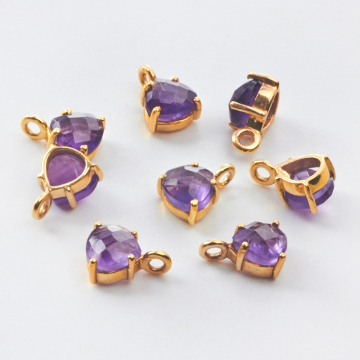 Srebrna zawieszka ametyst w kasetce AG925 pozłacany 6mm