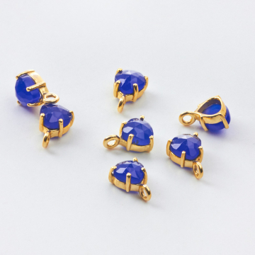 Srebrna zawieszka chalcedon niebieski w kasetce AG925 pozłacany 6mm