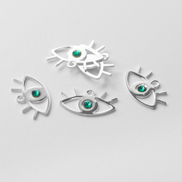 Srebrna zawieszka zielone oko AG925 8mm