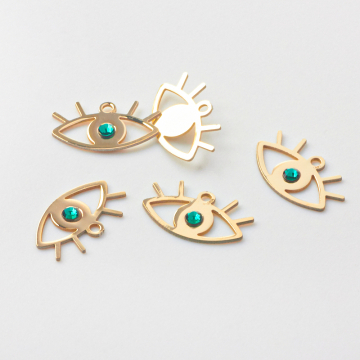 Srebrna zawieszka zielone oko AG925 pozłacana 8mm