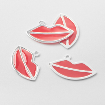 Srebrna zawieszka czerwone usta emaliowane AG925 20mm
