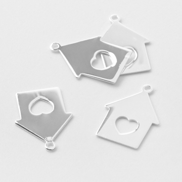 Srebrna zawieszka domek z sercem w środku AG925 14,5mm