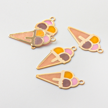 Srebrna zawieszka lody w rożku emaliowane AG925 pozłacane 22mm