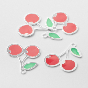 Srebrna zawieszka wiśnie emaliowane AG925 20mm