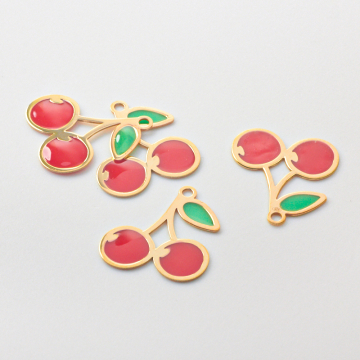 Srebrna zawieszka wiśnie emaliowane AG925 pozłacana 20mm