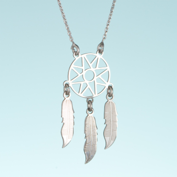 Srebrny rodowany naszyjnik origami łapacz snów AG925 44cm