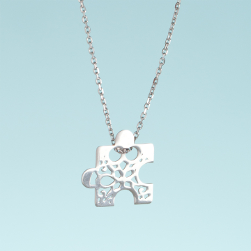 Srebrny rodowany naszyjnik origami Puzzle AG925 45cm