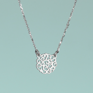 Naszyjnik rodowany z zawieszką ażurową AG925 41.5 cm