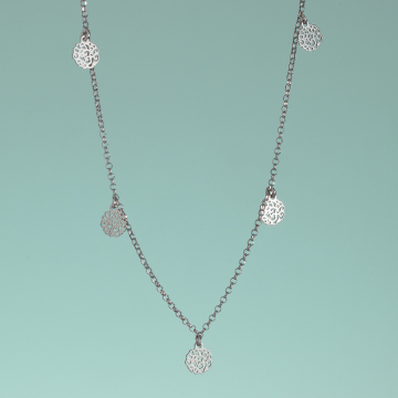 Naszyjnik rodowany z zawieszkami fantazyjnymi AG925 42 cm