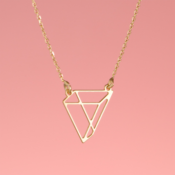 Srebrny pozłacany naszyjnik origami Piramiddo AG925 44cm