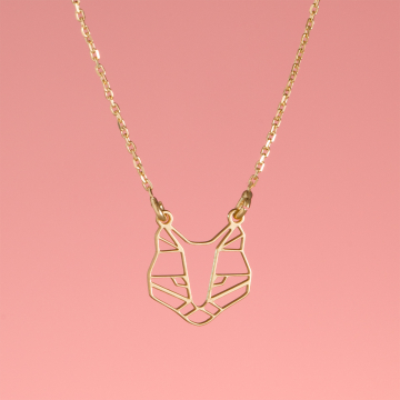 Srebrny pozłacany naszyjnik origami Koneko AG925 44cm