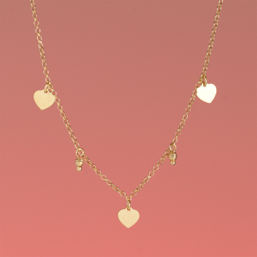 Srebrny, pozłacany naszyjnik serca AG925 34-38cm