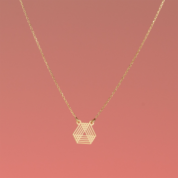 Srebrny, pozołcany naszyjnik trójkąty geometryczne AG925 44-46cm