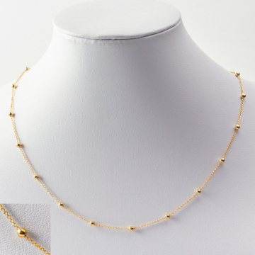 Srebrny łańcuszek rollo z kuleczkami 3 mm z zapięciem AG925 pozłacany 45cm