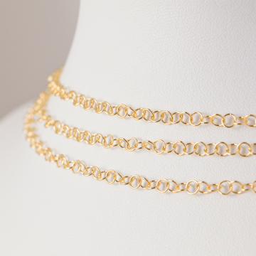 Srebrny, pozłacany łańcuszek kółeczka AG925 3,5mm