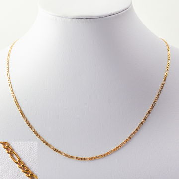 Srebrny łańcuszek figaro z zapięciem AG925 pozłacany 45cm