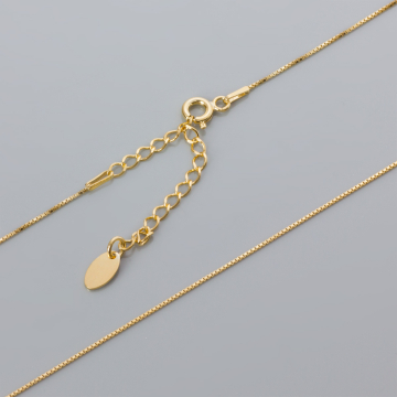 Srebrny łańcuszek kosteczka gotowy z przedłużką AG925 pozłacany 44cm