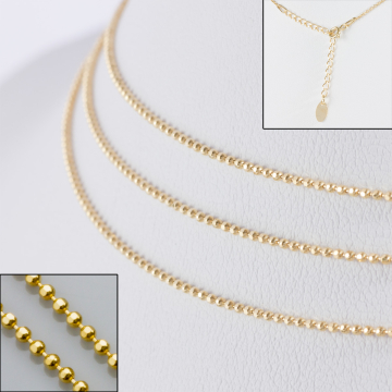 Srebrny łańcuszek bulion gotowy z przedłużką AG925 pozłacany 44cm