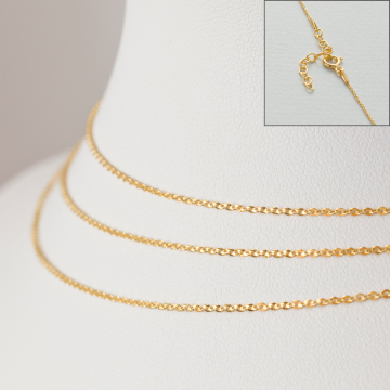 Srebrny, pozłacany łańcuszek z przedłużką rollo płaskie kółka AG925 44cm