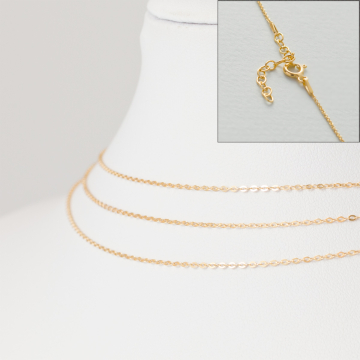 Srebrny, pozłacany łańcuszek z zapięciem płaskie owale AG925 45cm