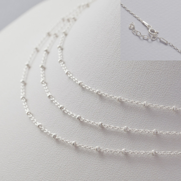 Gotowy łańcuszek ozdobny z oponkami diamentowanymi AG925 45cm