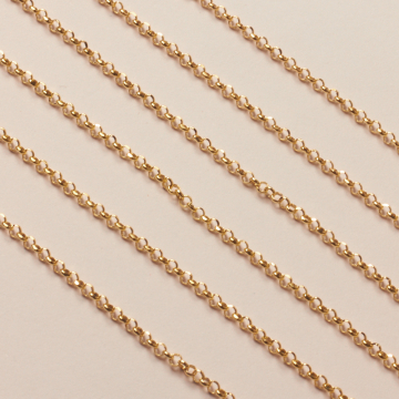 Srebrny, pozłacany łańcuch rolo diamentowany AG925 2mm