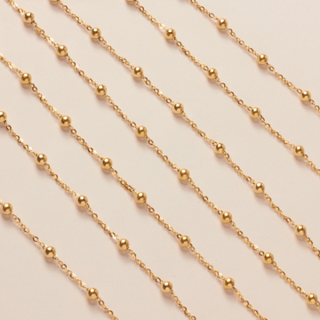 Srebrny, pozłacany łańcuch simple płaski z kuleczkami AG925 3mm