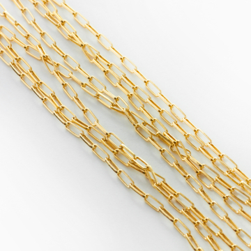 Srebrny łańcuszek rolo podłużny AG925 pozłacany 6x2,4mm