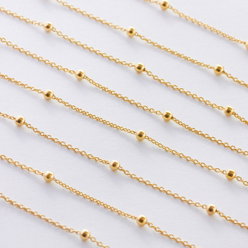 Srebrny łańcuch forza z kuleczkami 2 mm pozłacany 0,9mm