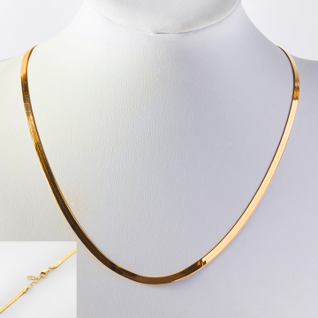 Srebrny łańcuszek płaska żmijka pozłacana AG925 45cm