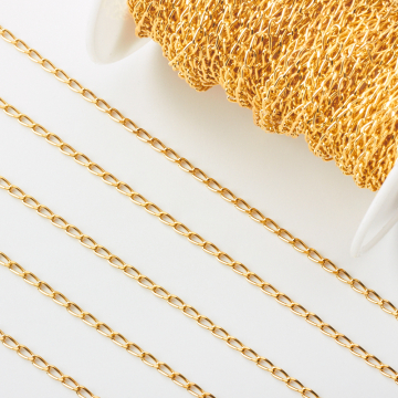 Srebrny łańcuszek rolo podłużny diamentowany AG925 pozłacany 4,5x2mm