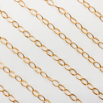 Srebrny łańcuszek owale nacinane AG925 pozłacany 8x5mm