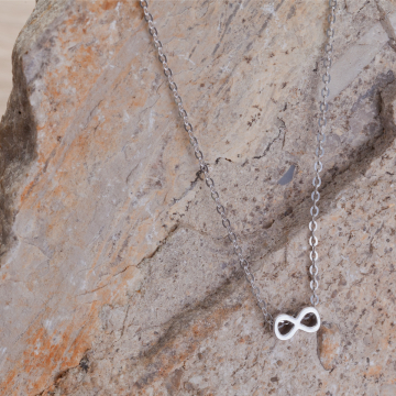 Srebrny rodowany naszyjnik nieskończoność 46cm, AG925