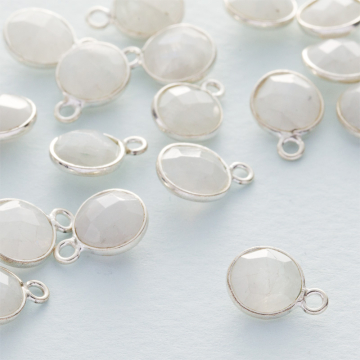 Kamień księżycowy krążek fasetowany zawieszka w okuciu AG925 7,5mm