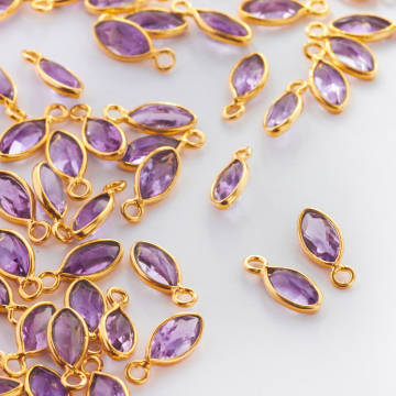 Srebrna zawieszka ametryn w okuciu pozłacana AG925 6x4mm