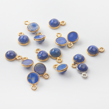 Lapis lazuli krążek w okuciu zawieszka AG925 6mm
