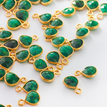 srebrna zawieszka nefryt fasetowany w okuciu AG925 10mm