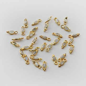 Srebrna zawieszka kamień księżycowy w srebrnym okuciu AG925 pozłacana 4,5mm