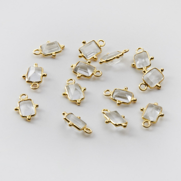 Srebrna zawieszka kryształ górski w srebrnym okuciu AG925 pozłacana 7x5mm