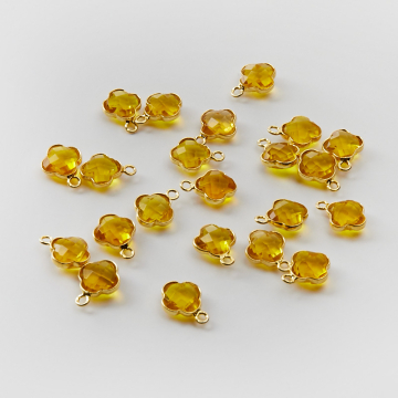 Srebrna zawieszka cytryn syntetyczny koniczyna marokańska w srebrnym okuciu AG925 pozłacana 8,5mm