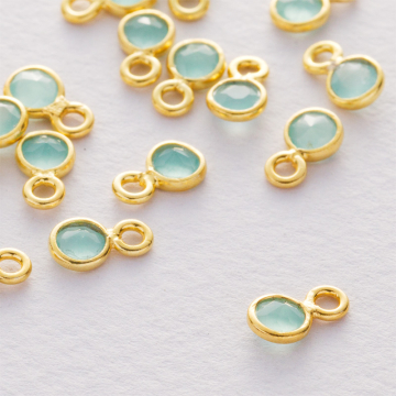 Amazonit krążek fasetowany zawieszka w okuciu pozłacanym AG925 4mm