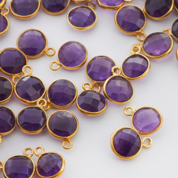 Zawieszka ametyst fasetowany w okuciu pozłacanym AG925 9,5mm