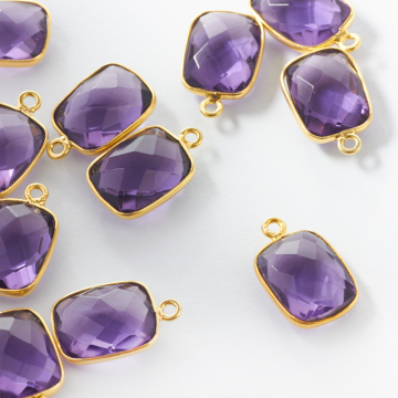 Zawieszka ametyst fasetowany w okuciu pozłacanym AG925 8mm