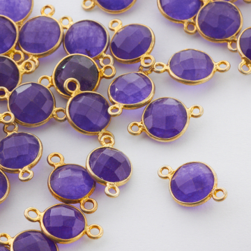 Łącznik jadeit fasetowany w okuciu pozłacanym AG925 8mm