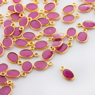 Rubin fasetowany owal w okuciu zawieszka AG925 7mm