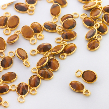 Tygrysie oko owal fasetowany w okuciu zawieszka AG925 6mm