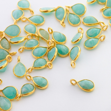 Amazonit łezka fasetowana w okuciu zawieszka AG925 6mm