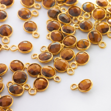 Tygrysie oko krążek fasetowany w okuciu zawieszka AG925 5,5mm